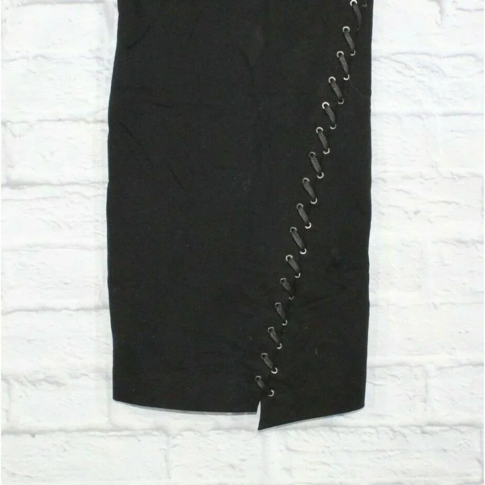 NWT! TAHARI Black Lace-up Sleeveless Fitted Bodycon Dress Size 6 - Picture 3 of 9